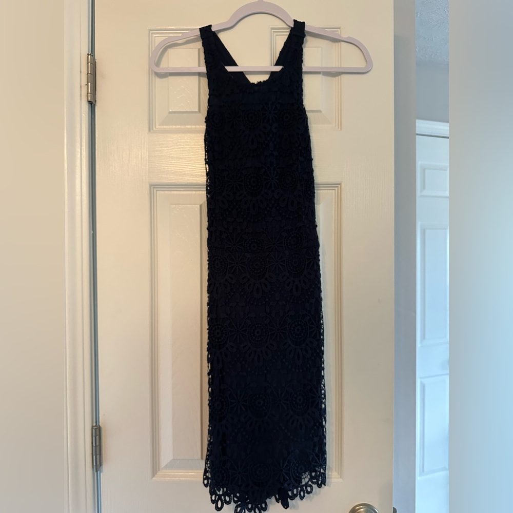 Elegant Navy Lace Dress